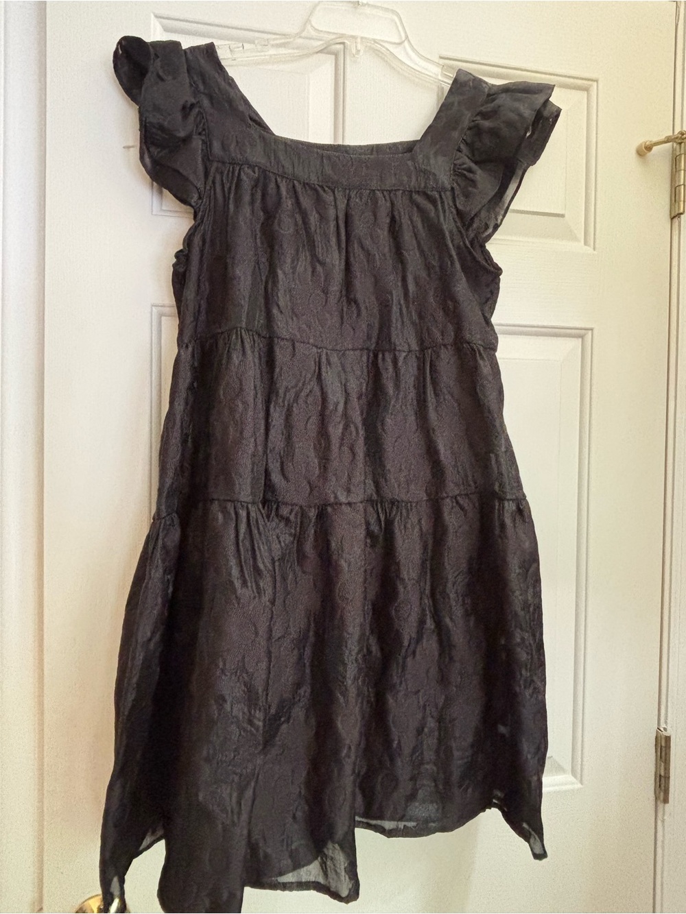 entro Black Tiered Mini Dress with Flutter Sleeves